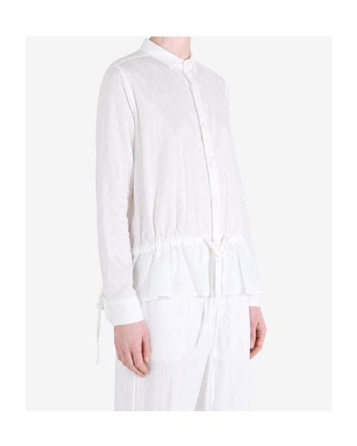 Y's Yohji Yamamoto White Long-Sleeve Shirt With Front Pleats