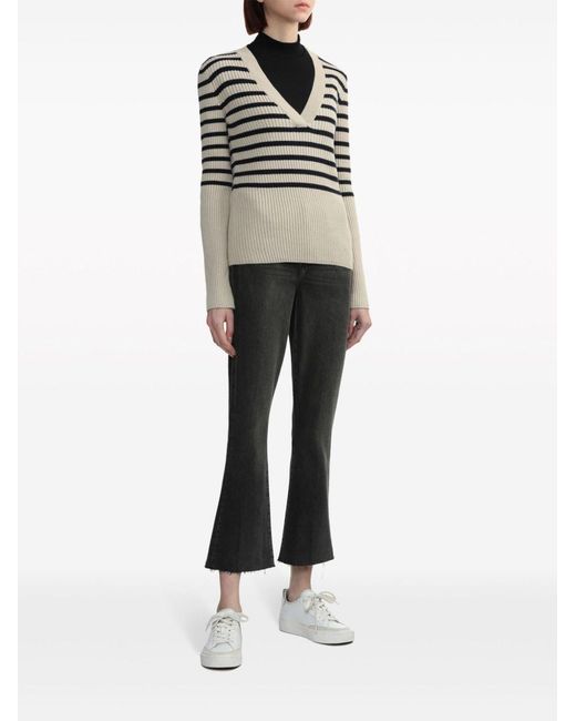 A.P.C. White Striped Ribbed-Knit Jumper