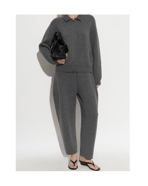Lisa Yang Gray Aleya Zip-Up Cardigan