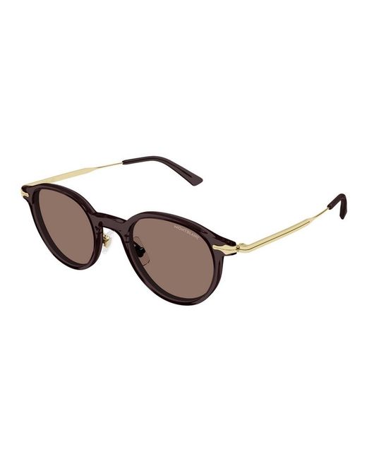 Montblanc Brown Eyewear Round Frame Sunglasses for men
