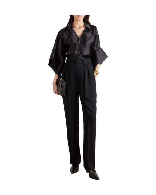 Kallmeyer Black Structured Wide-Leg Pants