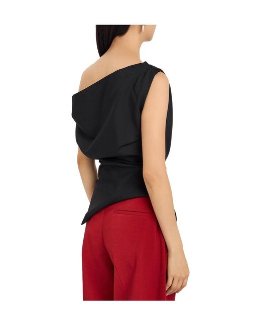 Rohe Black Asymmetric Off-The-Shoulder Top