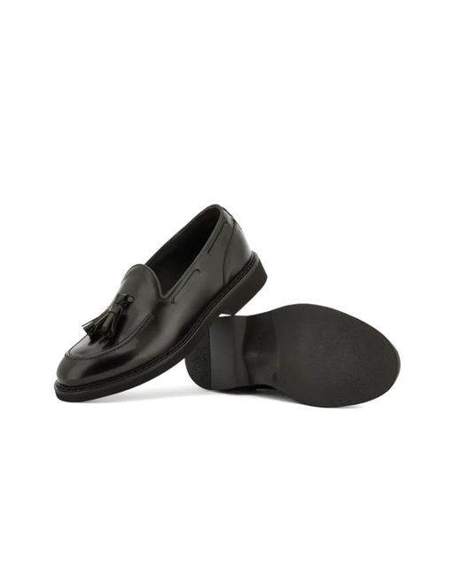 Canali Black Tassel-Detail Leather Boat Shoes for men