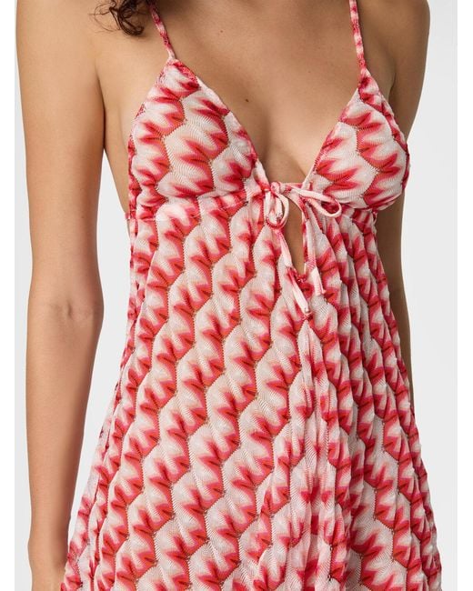 Missoni Red Tie-Front Graphic Beach Jumpsuit