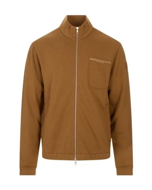 Moncler Brown Zip-Up Pocket Sweatshirt for men