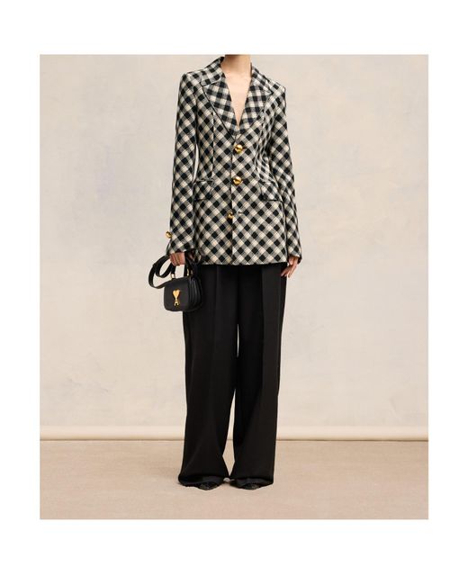 AMI Black Check-Pattern Jacket