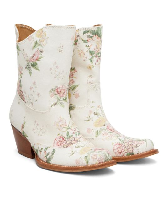 OPEN YY White Floral Pattern Boots