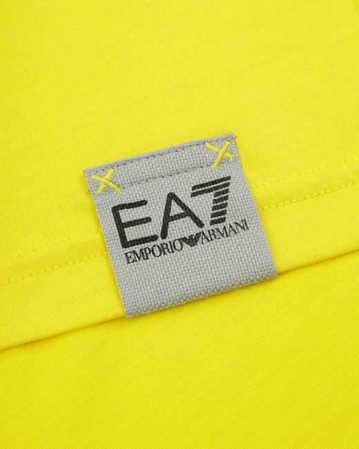 EA7 Yellow Logo Round-Necked T-Shirt for men