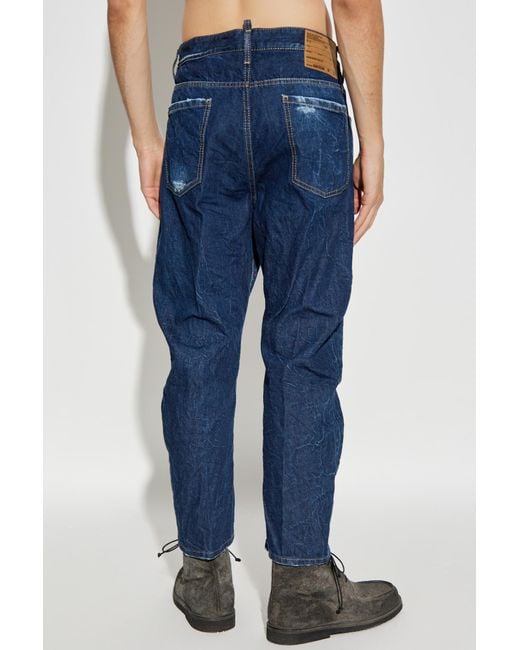 DSquared² Blue Aviator Wash Loose Distressed Jeans for men