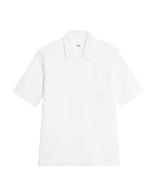 AMI White Buttoned Short-Sleeved Shirt for men