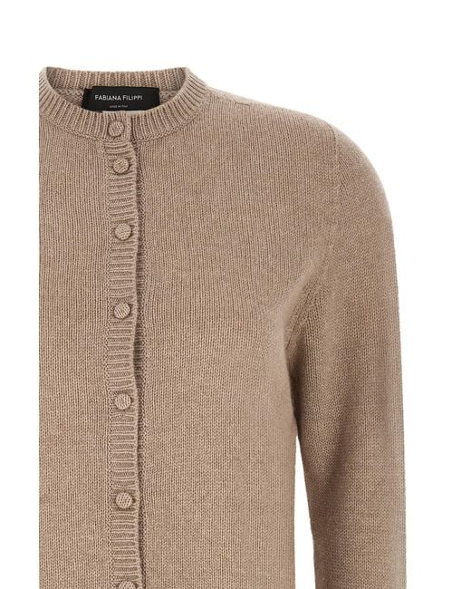 Fabiana Filippi Natural Covered Buttons Cardigan