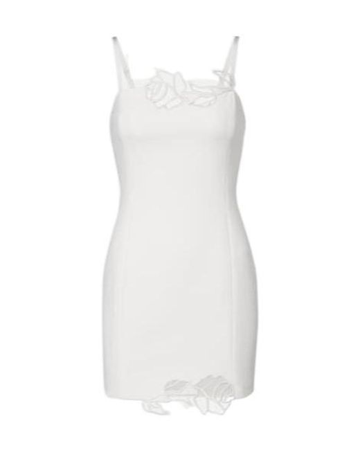 Blumarine White Laser-Cut Crêpe Cady Minidress
