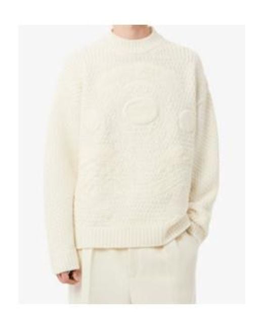 Lacoste White Runway Embroidered Badge Wool Sweater for men