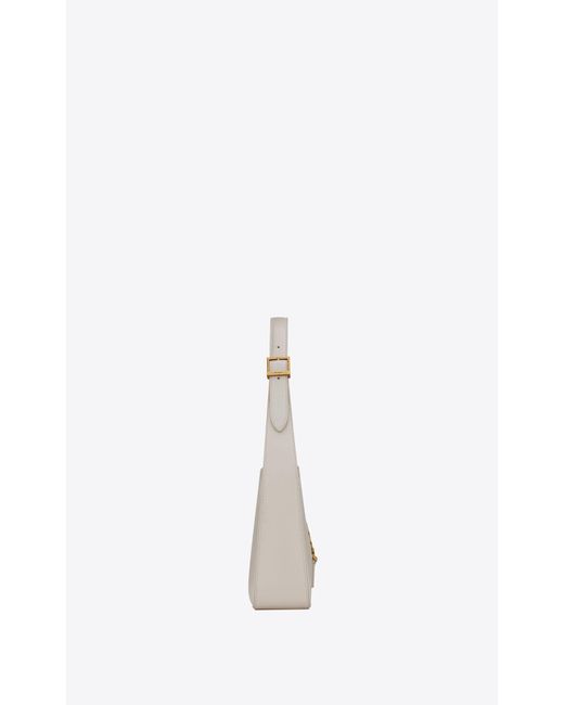 Saint Laurent White Le 5 À 7 Logo Plaque Hobo Bag