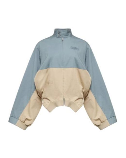 MM6 by Maison Margiela Blue Colourblock High Neck Jacket
