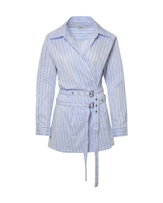 Ambush Blue Striped Belted Mini Shirt Dress