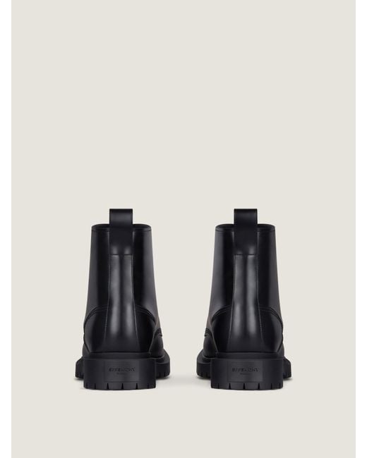 Givenchy Black Round Toe Lace-Up Boots for men