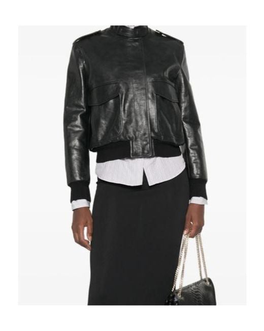 Tom Ford Black Epaulette-Detail Leather Jacket