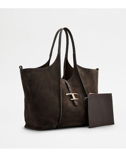 Tod's Black T Timeless Medium Tote Bag