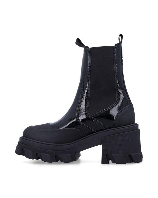 Ganni Blue Chunky-Sole Heeled Chelsea Boots