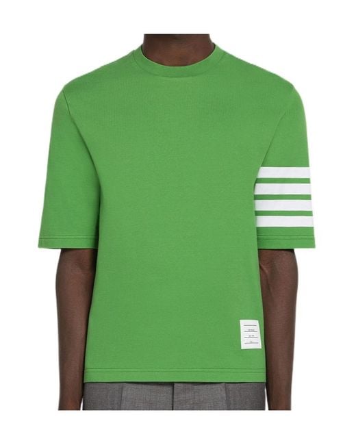 Thom Browne Green 4-Bar Round-Neck T-Shirt for men
