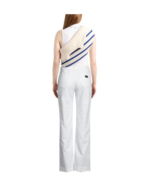 Dolce & Gabbana White Solid Color Bootcut Jeans