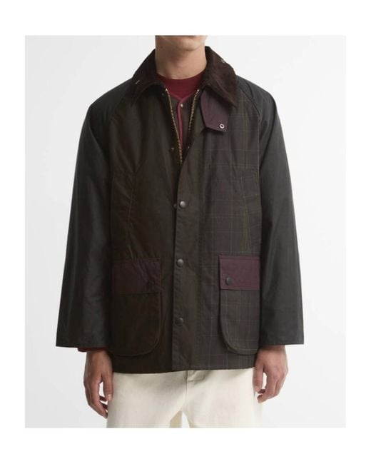 Barbour Black Patchwork Os Bdl Buttoned Wax Jacket for men