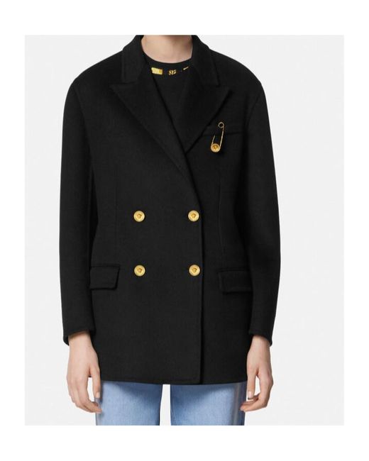 Versace Black Double-Breasted Coat