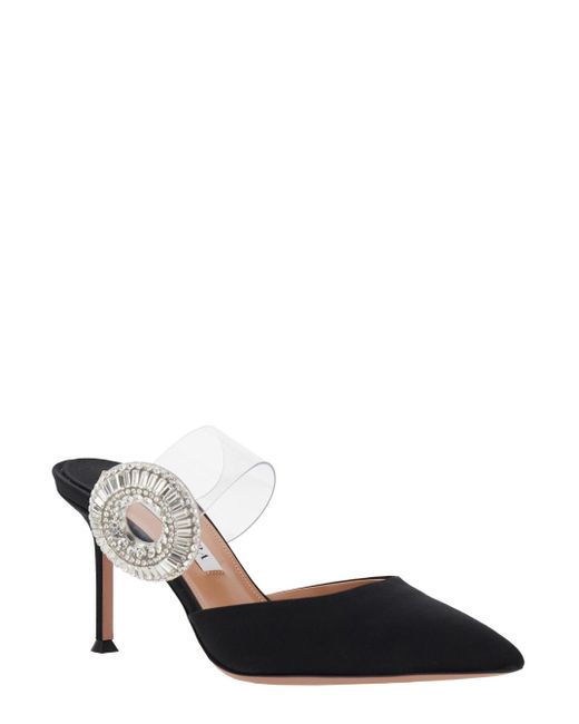 Aquazzura Black Embellished Slingback Mules