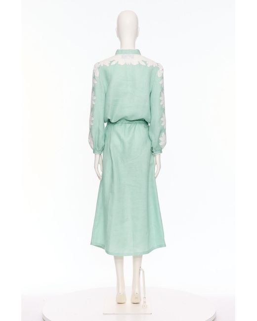 Valentino Blue Long-Sleeved Dress