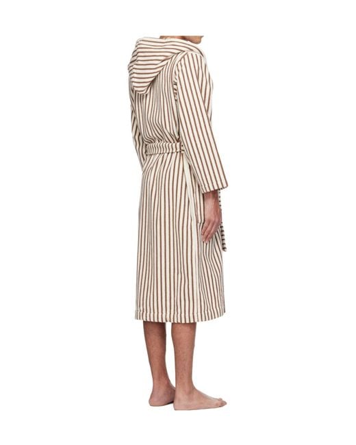 Tekla Natural Striped Pajamas With Lace-Up for men