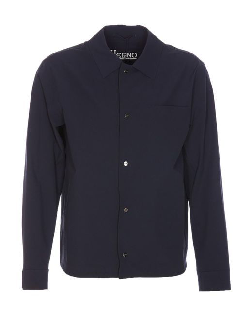 Herno Black Long-Sleeved Buttoned Shirt for men