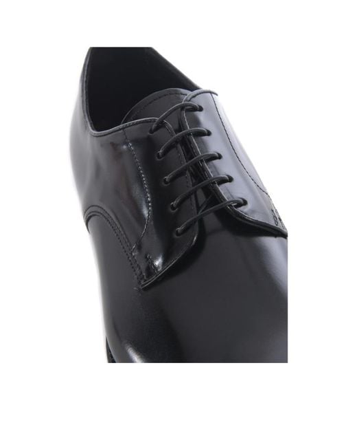 Doucal's Black Almond Toe Derby Shoes for men