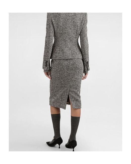 Dolce & Gabbana Gray Dotted Sheath Skirt