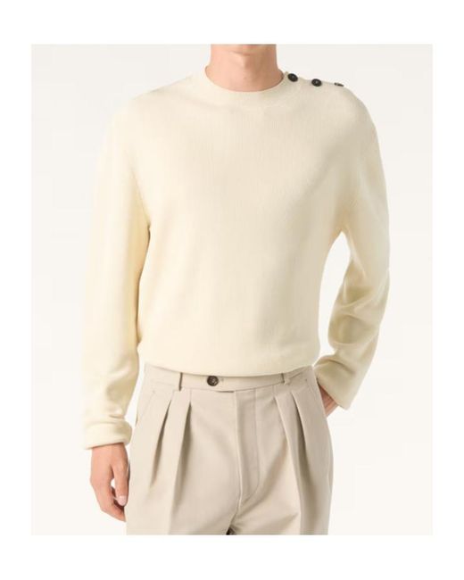 Loro Piana Natural Sloop Button-Detail Ribbed Sweater for men