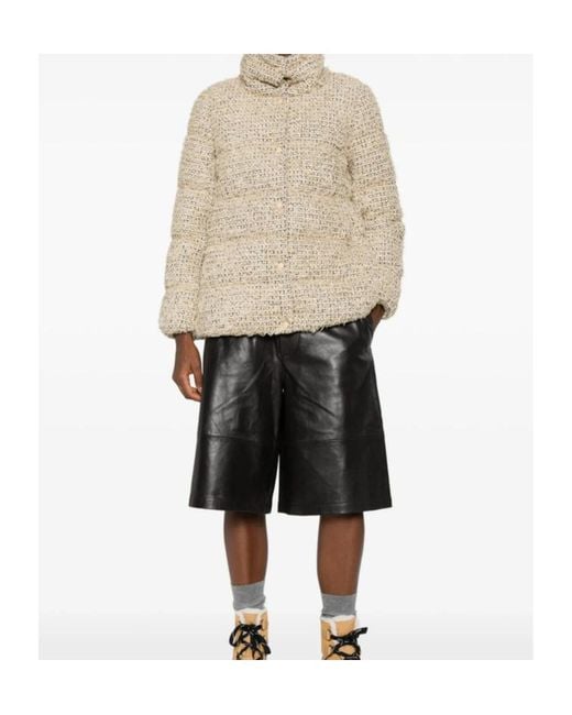 Moncler Natural Cochelle Tweed Short Down Jacket