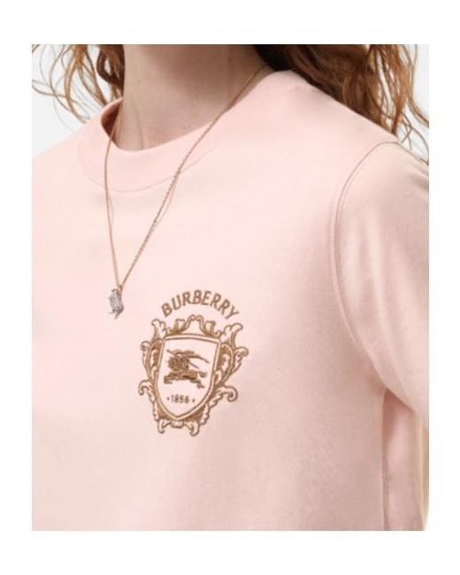Burberry Pink Knight Crest Cotton T-Shirt