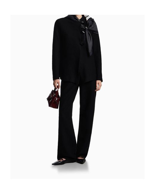 Emporio Armani Black Asymmetric-Fastening Crewneck Jacket