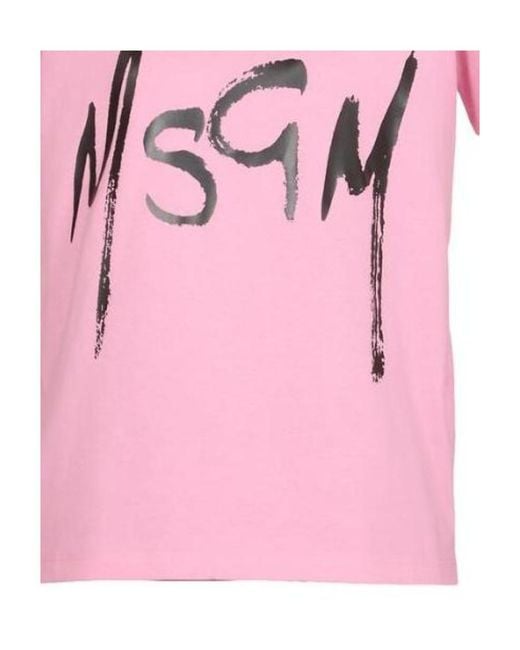 MSGM Pink Logo Short-Sleeved T-Shirt