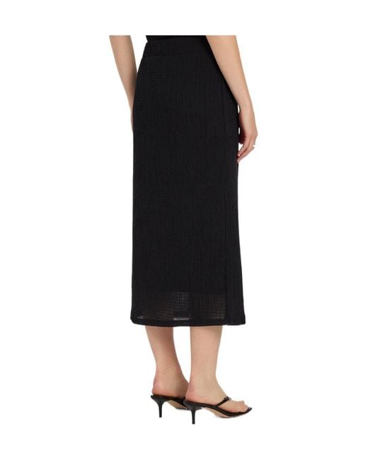 Vince Black Shadow Draped Textured Fine-Knit Midi Skirt