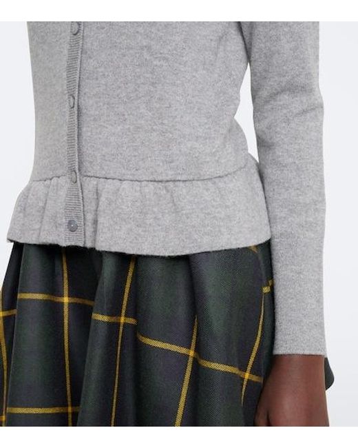 Patou Gray Jacquard Logo Wool And Cashmere Cardigan