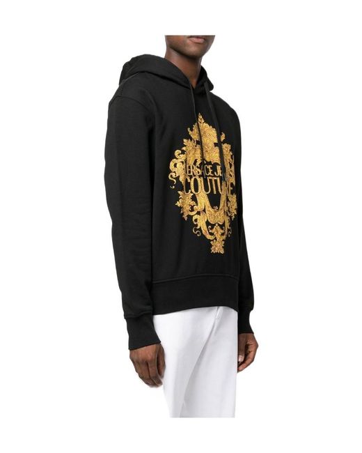 Versace Jeans Black Couture Logo-Printed Drawstring Hoodie for men