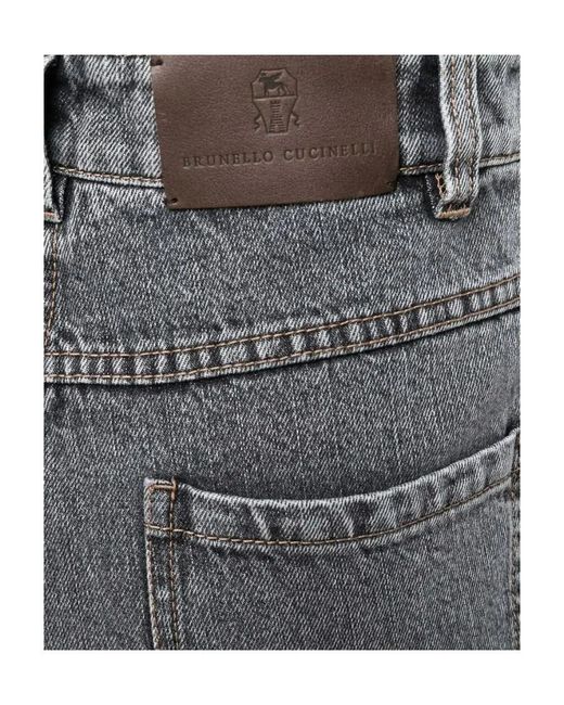 Brunello Cucinelli Gray High-Rise Tapered Trousers