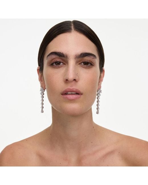 Self-Portrait White Multi Crystal Flower Dangle Earring