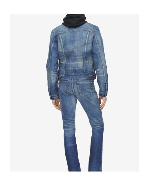 McQueen Blue Faded-Effect Denim Jacket for men