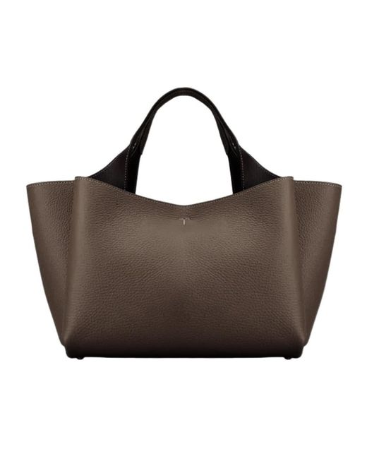 Tod's Brown Logo-Embossed Tote Bag
