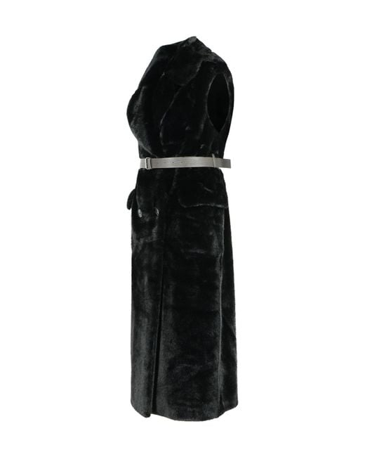 P.A.R.O.S.H. Black P.A.R.O..H. Sleeveless Double-Breasted Long Coat