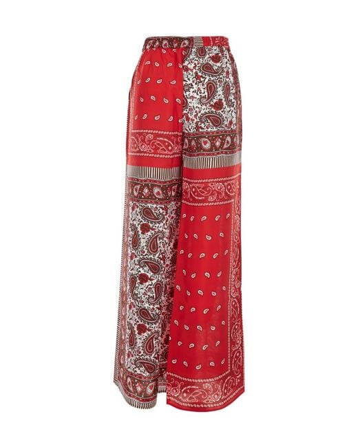 P.A.R.O.S.H. Red Habotay Pants With Pattern