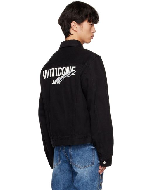 we11done Black Print Denim Jacket for men