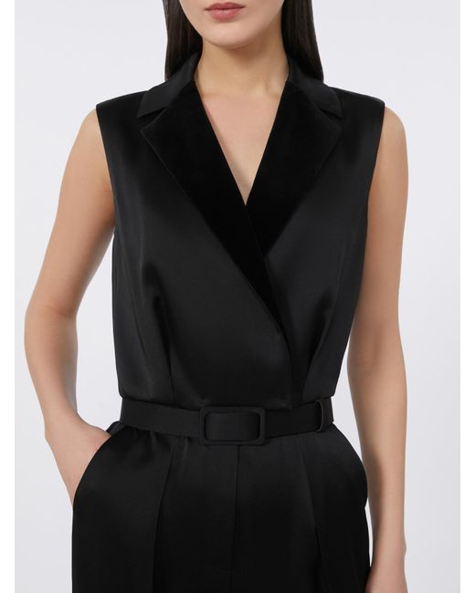 Max Mara Black Lapel Sleeveless Jumpsuit